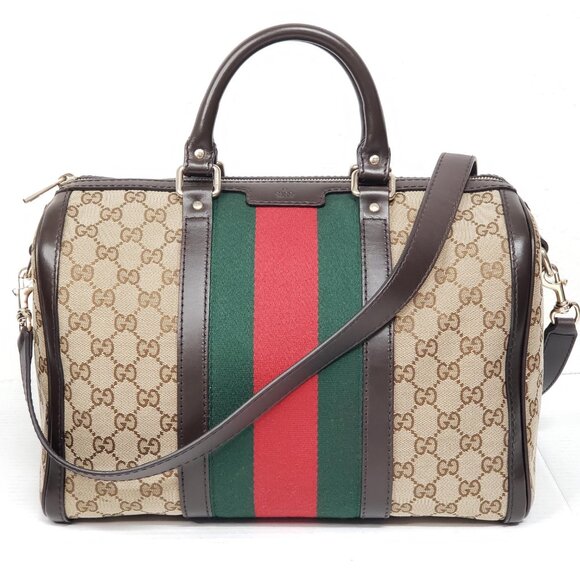 GUCCI Supreme Web Boston Satchel Lux564-092625 - Picture 1 of 16